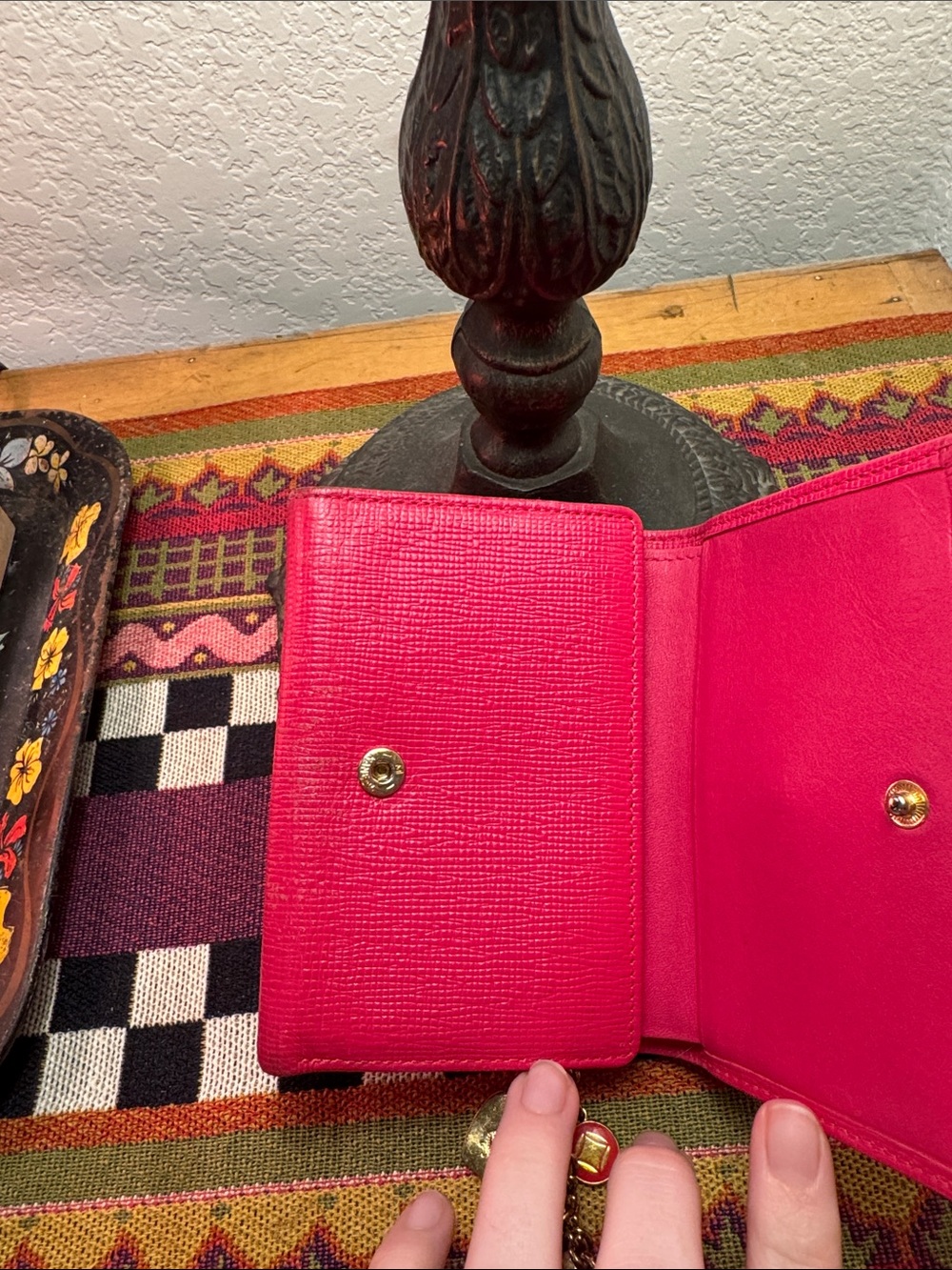 MCM Hot Pink Leather Continental Wallet with Gold Hardware - Picture 7 of 9